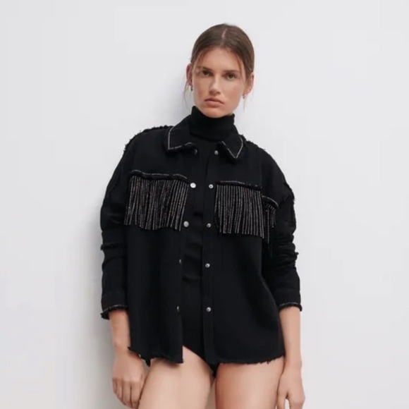 Zara Jackets & Blazers - Zara fringe jacket